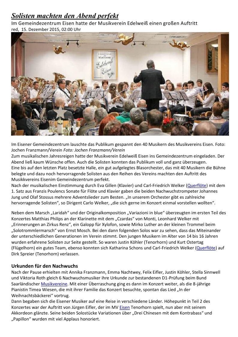 Bericht SZ Konzert 2015